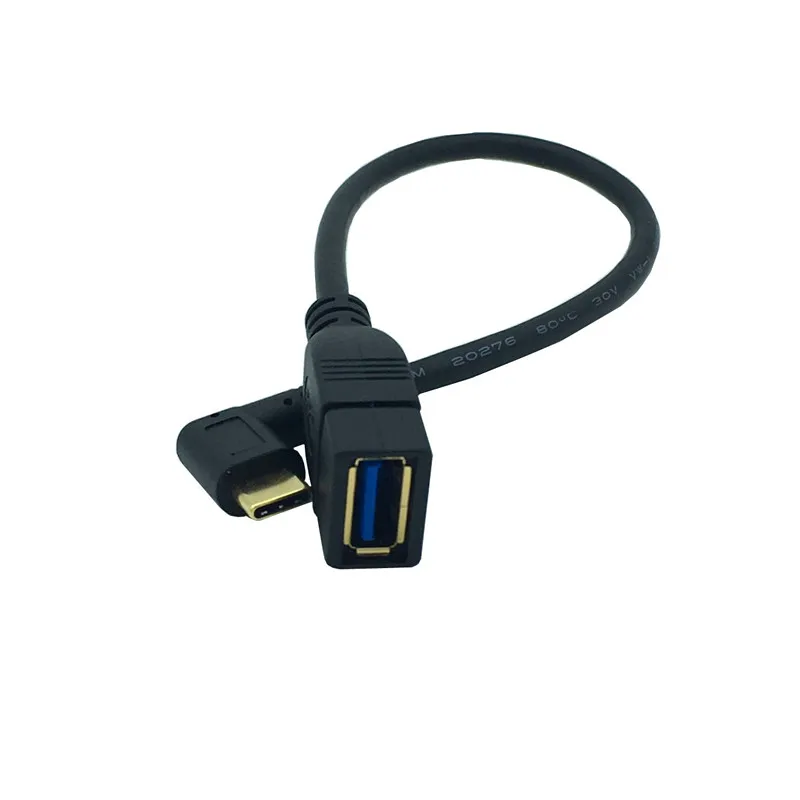 25 см 0 м позолоченный кабель USB 3.1 типа C левый и правый угол штекер-USB 3.0 A гнездовой