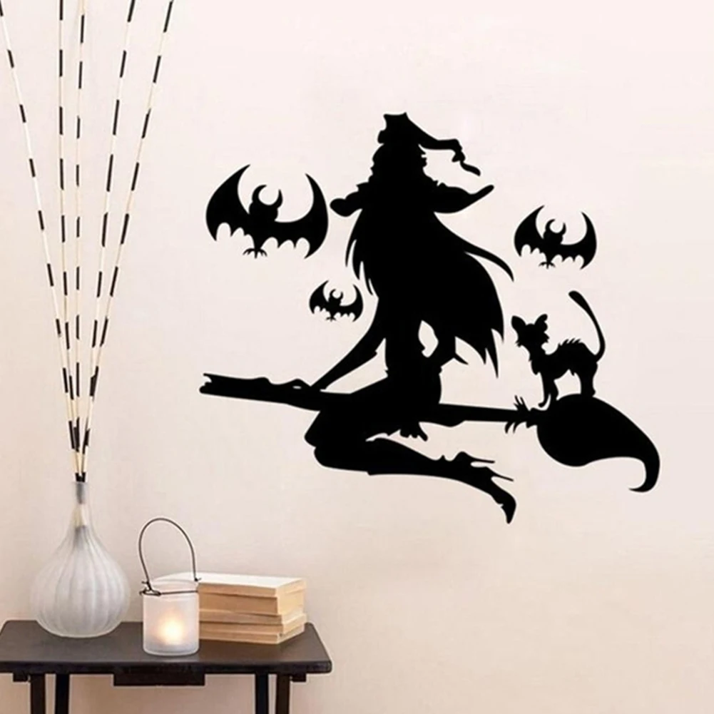 Halloween Witch Bat Broom Wall Sticker Removable Decal Mural Party Home Background Decor | Дом и сад