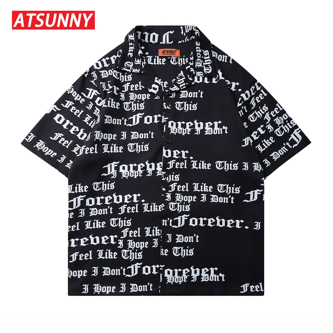 

ATSUNNY Letter Printing Short Sleeve T-Shirt Men's Spring and Summer T-shirt Oversize HipHop Streetwear Cotton Fashion Tee Tops