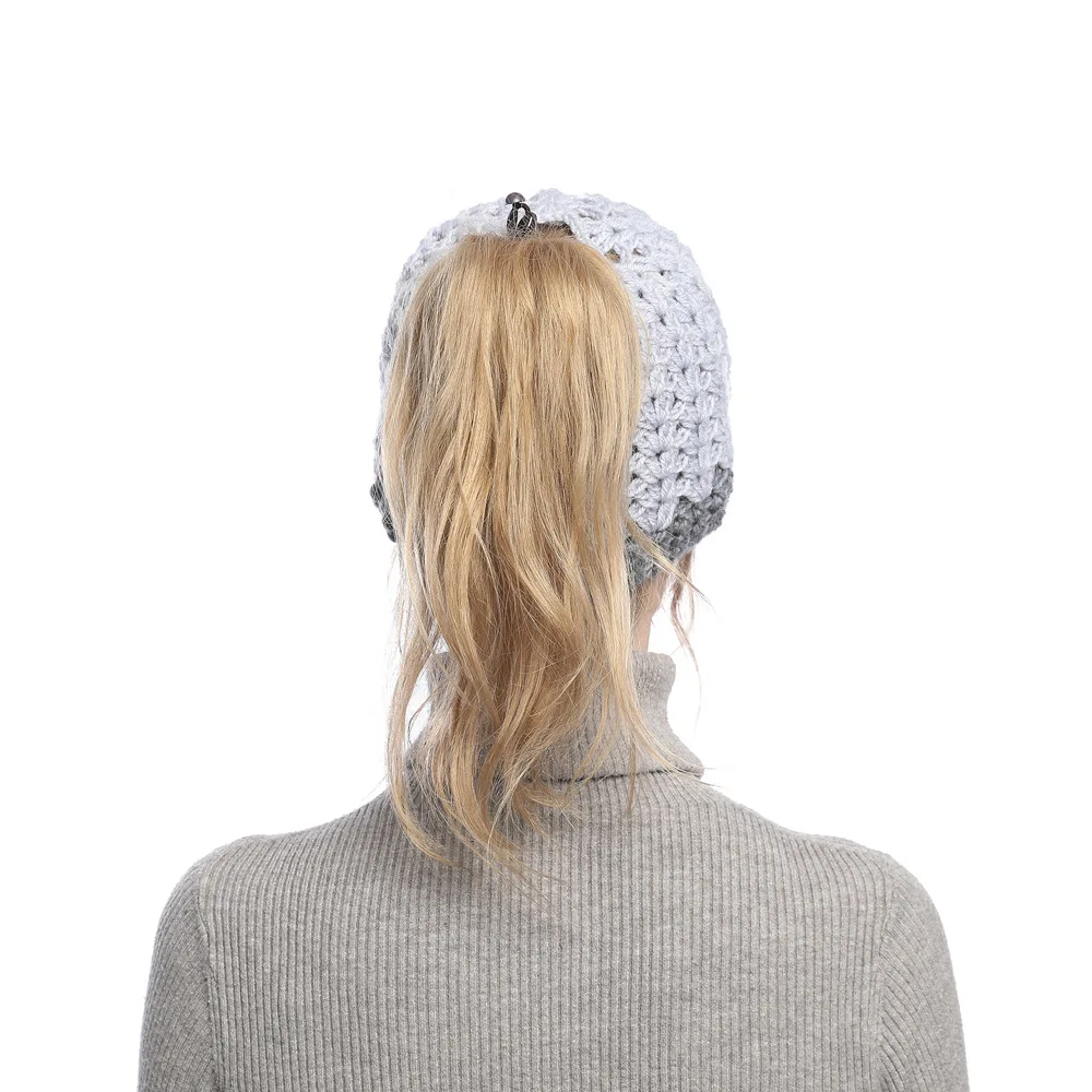Europe, America, autumn and winter, new, matching, hole, cap, cap, empty top, knitted wool cap, ponytail cap, warm hat