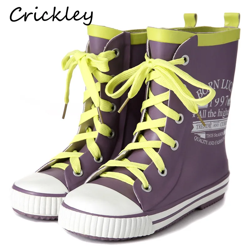 

Детские непромокаемые ботинки на шнуровке, с рисунком