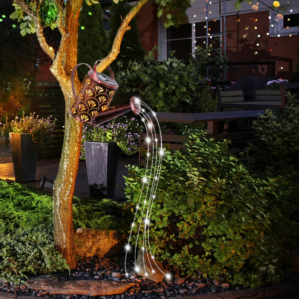 

Outdoor Solar Standing Watering Can Lamp Garden Decoration Landscape Path Art Light Watering Can String Lights