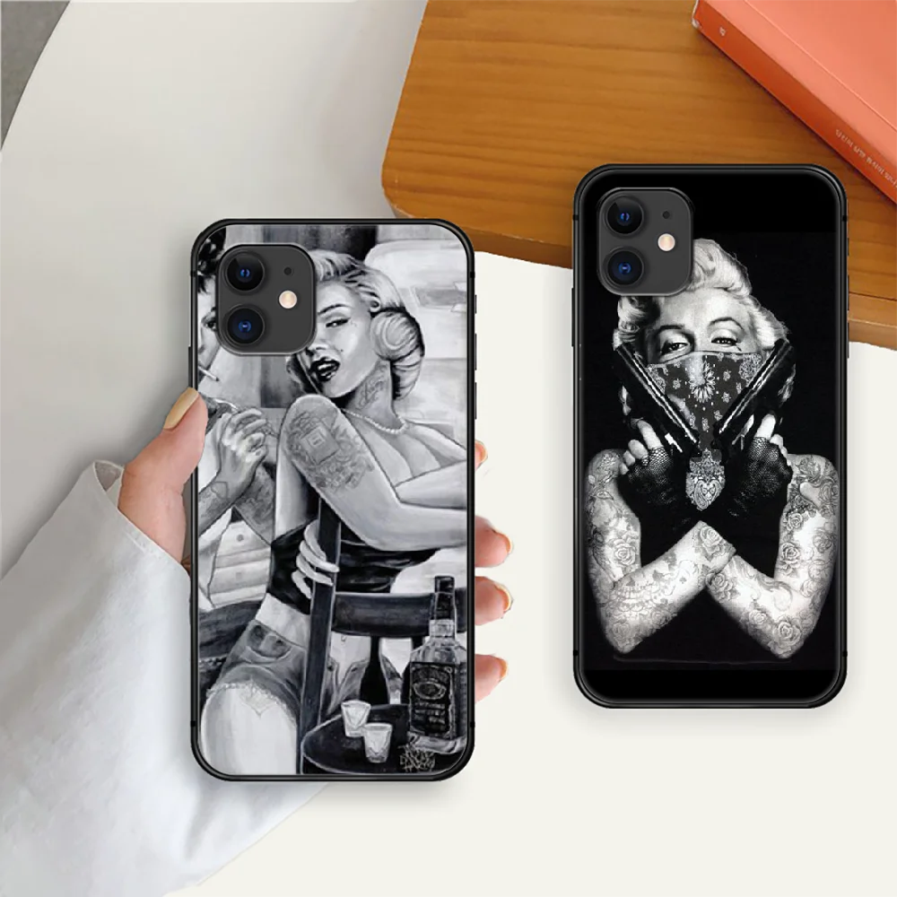 

Hot Girl Marilyn Monroe Phone Case Cover For Iphone 5 6 7 8 11 12 5S 6S X Xr XS Se Plus Pro Max Mini 2020 Black