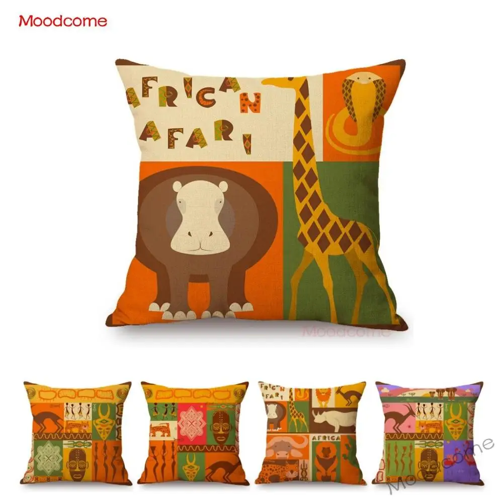 Милый геометрический чехол с мультяшным рисунком африканского животного