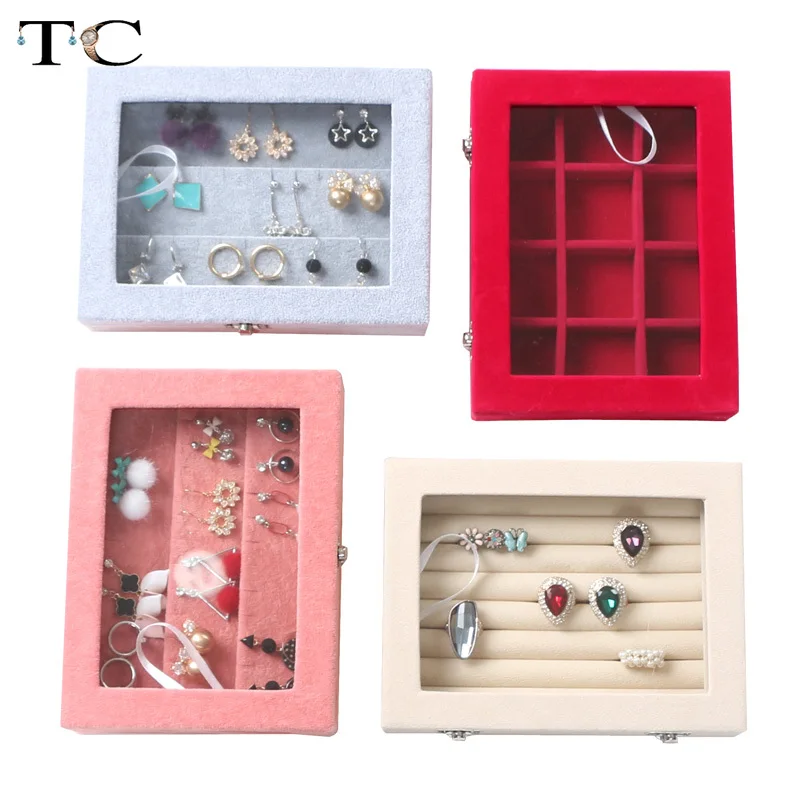 Лоток для ювелирных изделий с контейнером для колец, подвесками и организатором для ожерелий - коробка для ювелирных изделий с витриной на верхней части.
