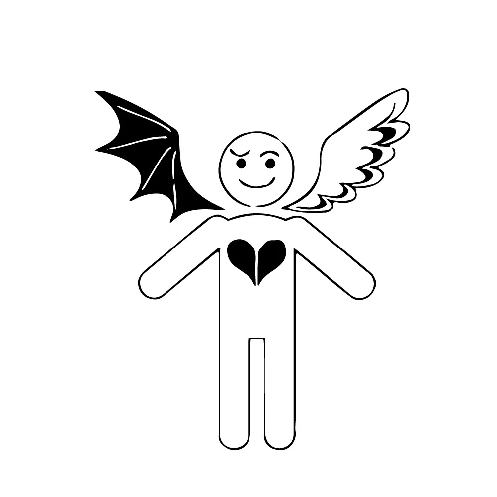 

Cute Cartoon Angel Fashion Applique High Quality Car Decoration Personality Pvc Waterproof Applique Black/white, 13cm*12cm