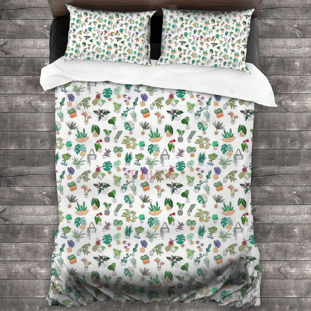 

The Plant Alphabet Pattern 100%Pure Cotton Comforter Set with 2 Pillowcase,Soft Microfiber Duvet Cover Set, Bedding Sets Bed Set