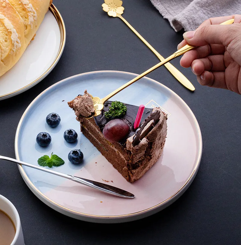 

4pcs Stainless Steel Coffee Teaspoon Set With Cherry Blossom Handle Mixing Stirring Spoon Tableware Christmas Gifts