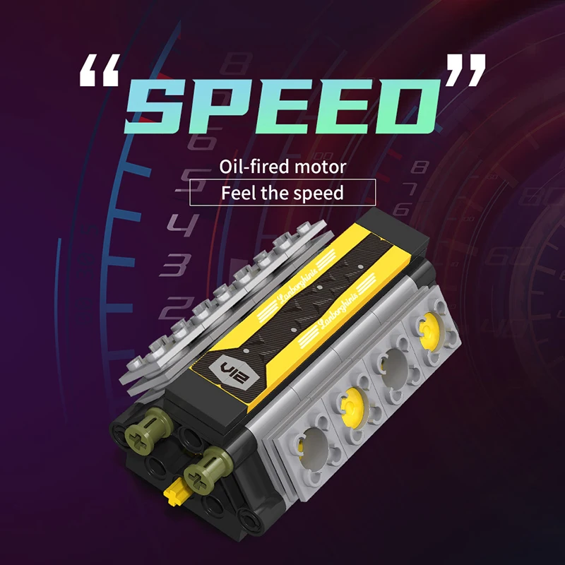 

MOC Technical Series V12 Concept Super Sports Car Model Remote Control Building Blocks Bricks Toy Children's Birthday Gifts