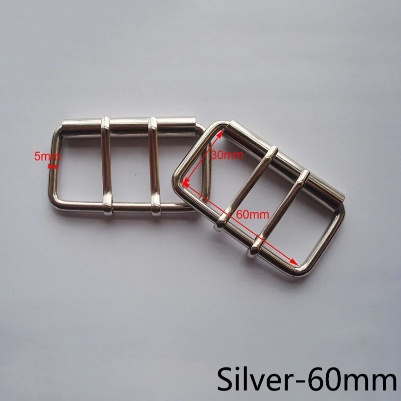 Silver-60mmD Meetee 4/10p 40/50/60 мм металлический двойной контактный ролик ремня пряжки пальто веб-ремень, регулируемый жгут "сделай сам", мужская сумка для аксессуаров - Цвет: Silver-60mmD