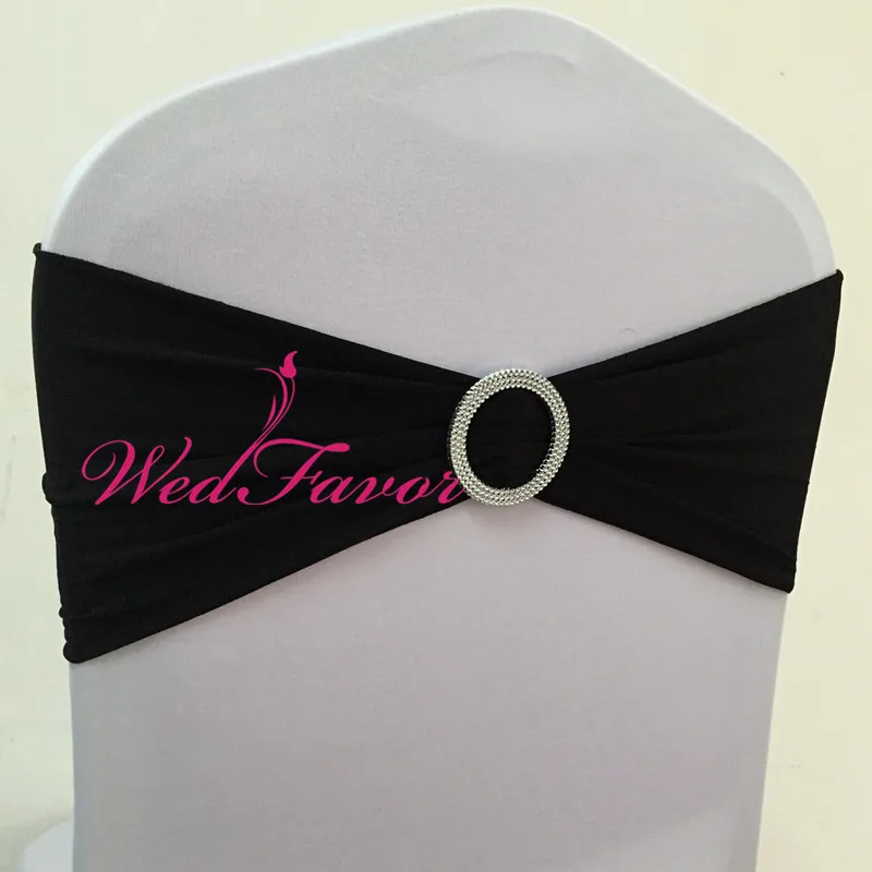 Black WedFavor 100 шт королевские синие свадебные ленты для стульев из лайкры и спандекса с пластиковой круглой пряжкой для банкета чехлы для стульев - Цвет: Black