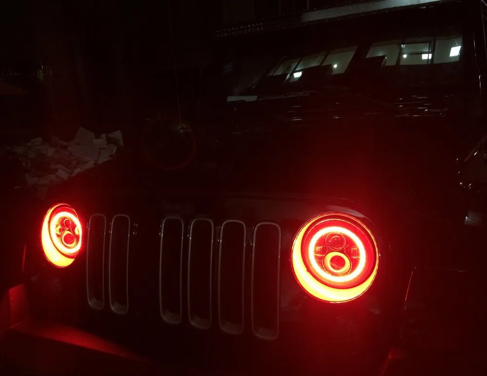 Красный Halo " 80 Вт светодиодный фонарь 4 дюйма Противотуманные фары комбо для Jeep Wrangler JK 2007