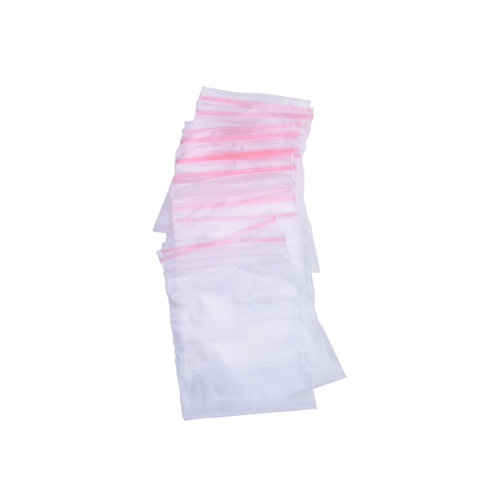 100 шт./лот небольшой замок типа молния Пластиковые пакеты relosable прозрачные