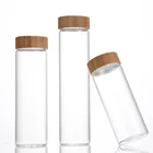 Прозрачный контейнер для вкуса, 50 мл, Бамбуковая крышка, стеклянная банка для хранения, сезонная бутылка для чая, меда, мини-инструмент для хранения продуктов, кухонный креативный инструмент