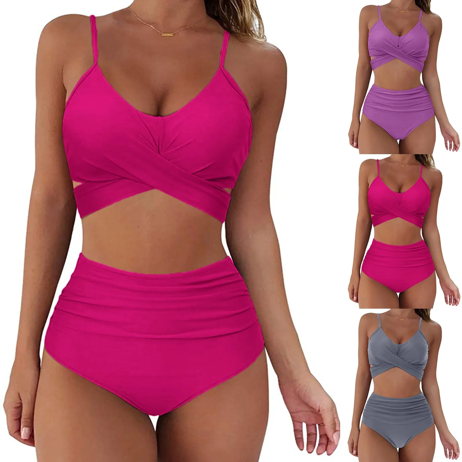 

Hot 2021 Sexy Women High Waist Bikini Swimsuit Swimwear Female Bikini Set Brazilian Biquini Bikini Set Bathing Suit Bather