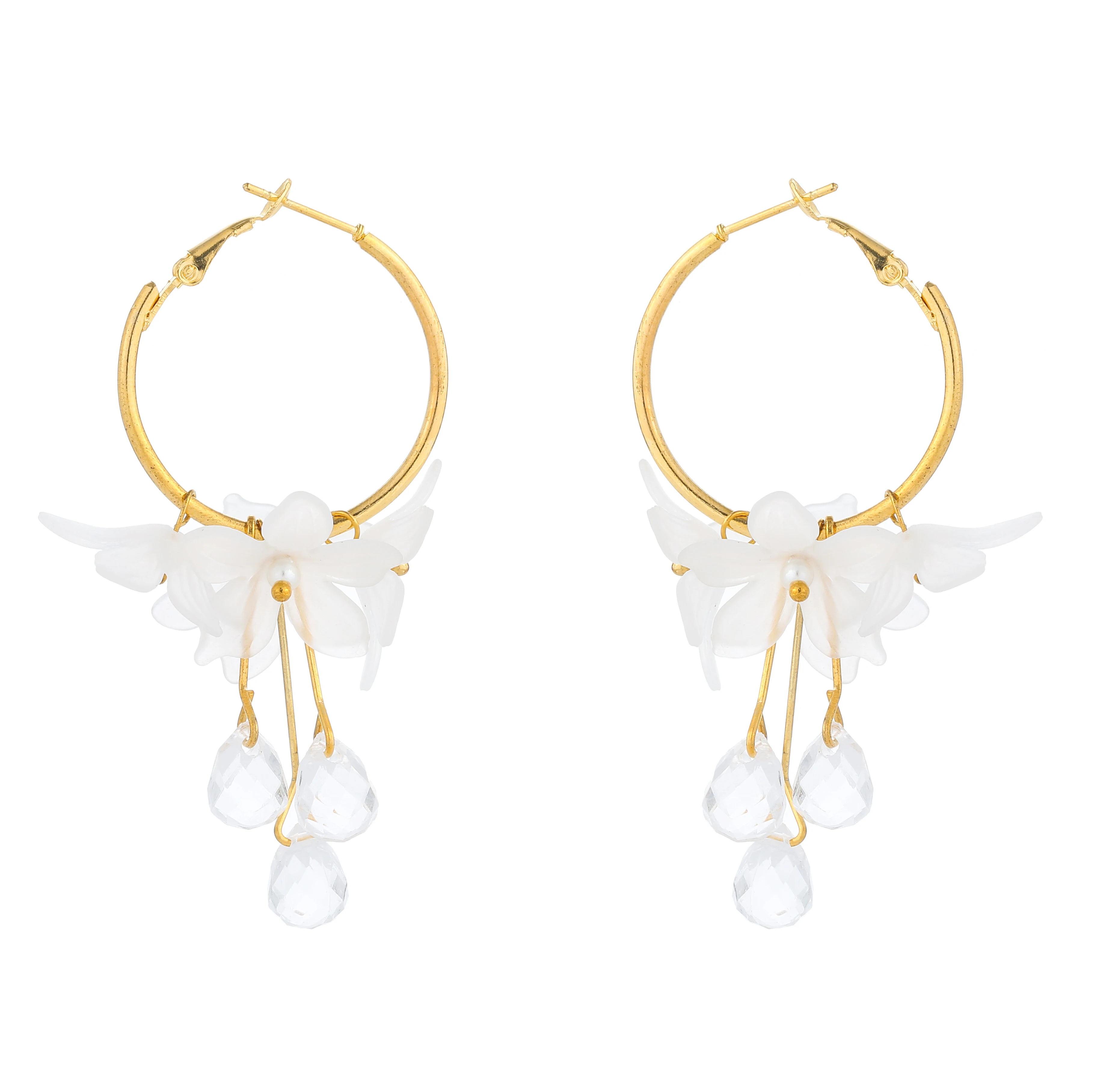 

2021 Korean Unique Resin Acrylic Flower Dangle Earrings for Women Clear Big Rhinestone Charm Ear Jewelry Boucle Pendientes Mujer