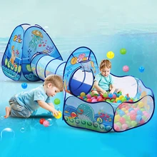 3Pcs/Set Children’s Tent Kids Tipi Play House Toy Ball Pool Balls Pit with Crawling Tunnel Portable Tent for Kids Pop Up Teepee