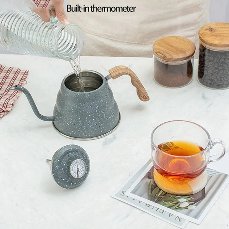 

Pour Over Coffee Kettle Stainless Steel,17Oz Tea Coffee Teapot With Press Dimmable Panel Light Switch 100-240V,EU Plug