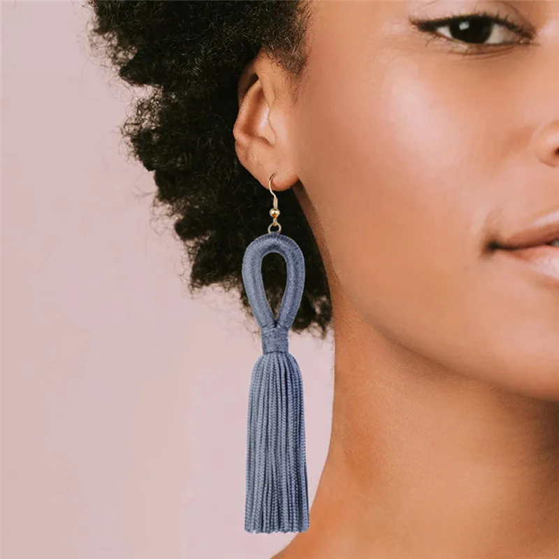 Женские богемные серьги с кисточками длинные массивные ручной работы женские