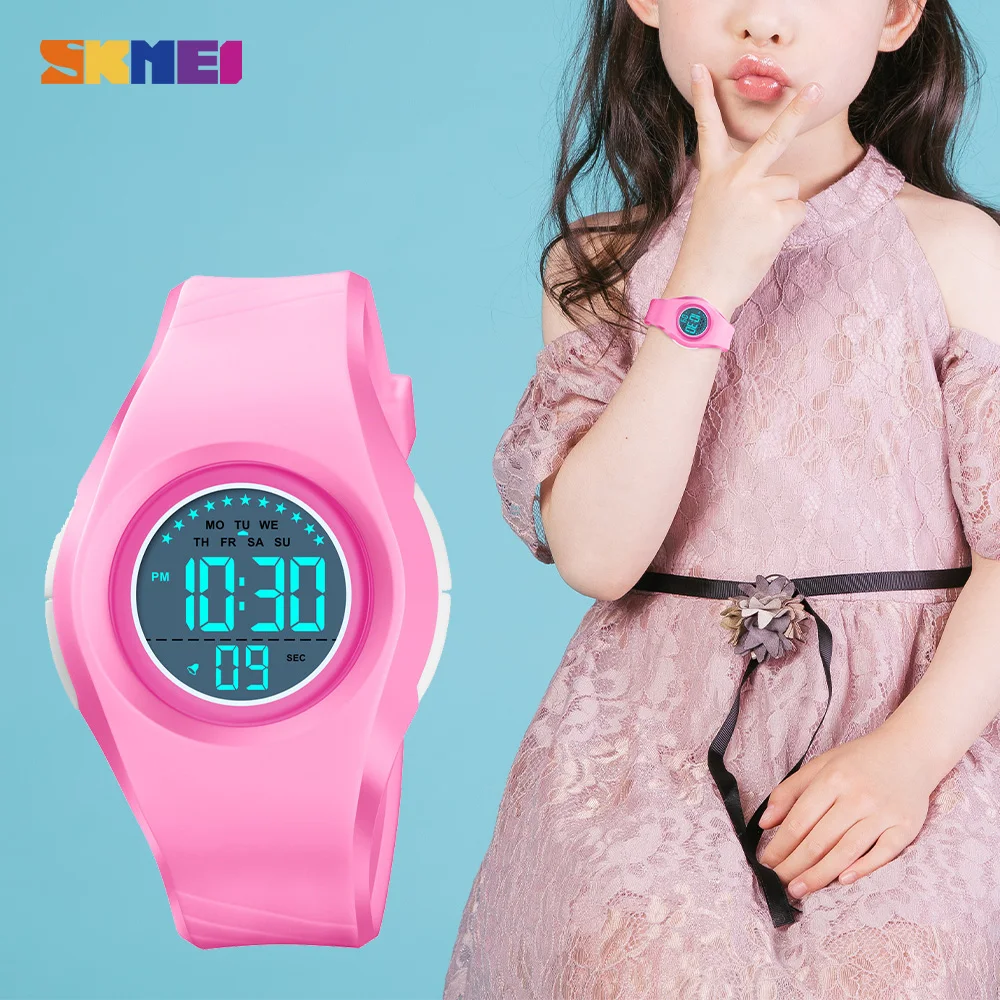 SKMEI Japan Digital movement Children Wristwatch Military Chrono Alarm Water Resistan Boys Girls Clock Kids Sport Watches 1556