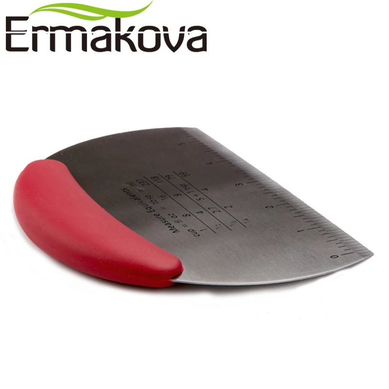 ERMAKOVA скребок для выпечки и измельчитель, резак для выпечки муки со шкалой из нержавеющей стали, резак для теста для пиццы с удобной ручкой