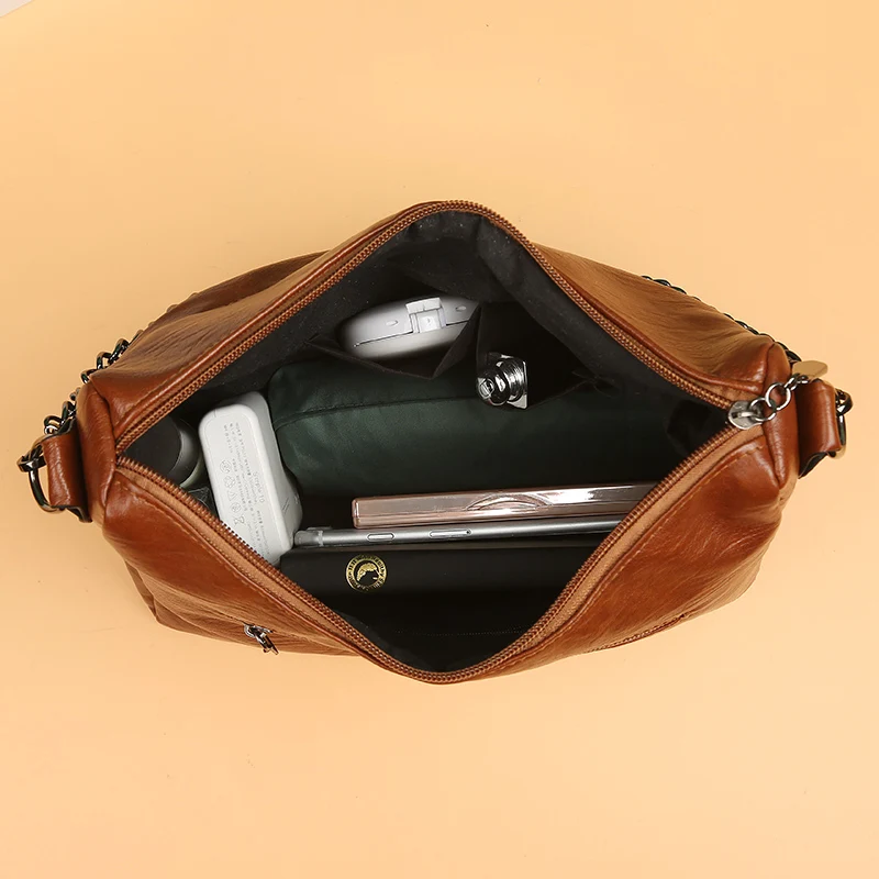 

High Quality Women's Soft Leather Shoulder Bags Shopper Classic Chain Crossbody Bag Luxury Designer Handbag and Purse