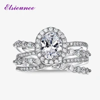 elsieunee solid 925 sterling silver simulated moissanite diamond engagement ring wedding bands luxury fine jewelry drop shipping