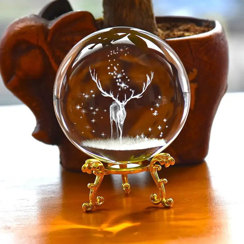 

Fawn Crystal Ball Home Decoration Birthday Gift Valentine's Day Gift Christmas Ornament Luminous Crystal Ball Desktop Decoration