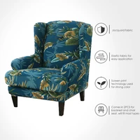 cover for wing chair printed spandex stretch wingback chair slipcovers 2 piece set with elastic band