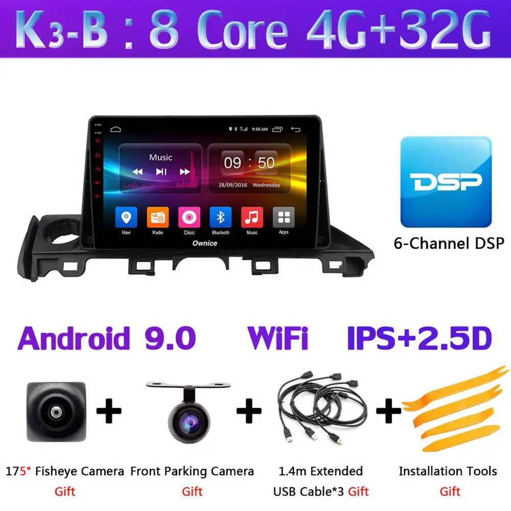 K3-B " 1Din 360 ° панорамный автомобильный dvd-плеер Android gps навигация для Mazda 6 III 3 GJ Atenza dzda6 автомобильный DSP Carplay - Цвет: K3-B