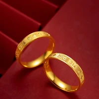 couple ring band yellow gold filled women men number 1314 520 carved finger jewelry 1piece