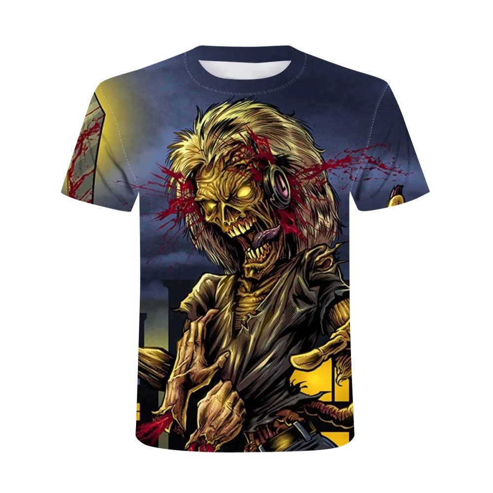 

Summer Men's 3D Skull O-neck Shirt T-shirt Casual Youth Men and Women Breathable Sweatshirt 2021 New Streetwear Large Shirt
