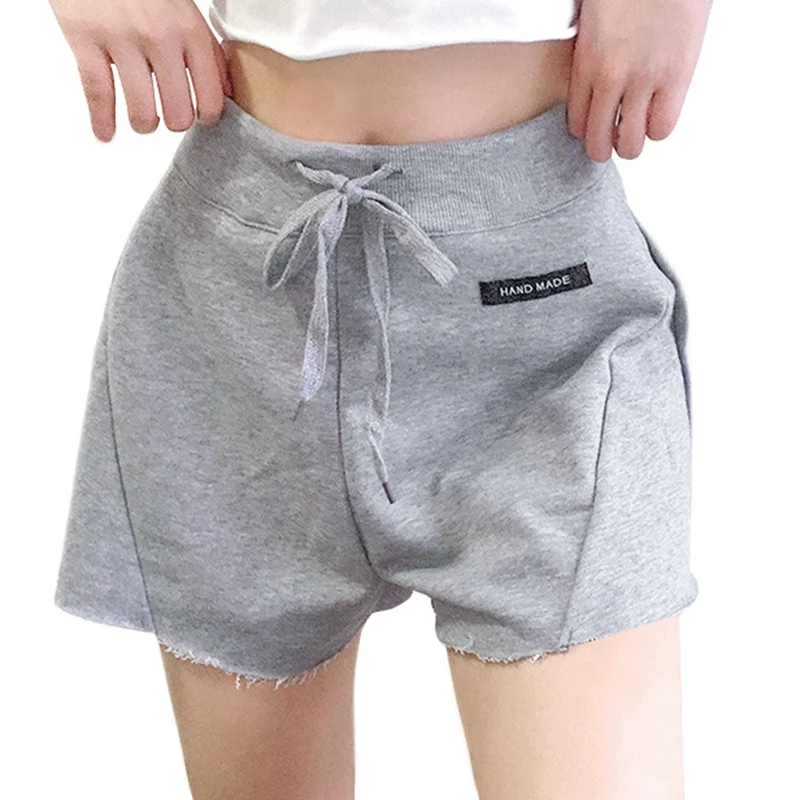 Шорты пляжные женские с завышенной талией повседневные свободные однотонные