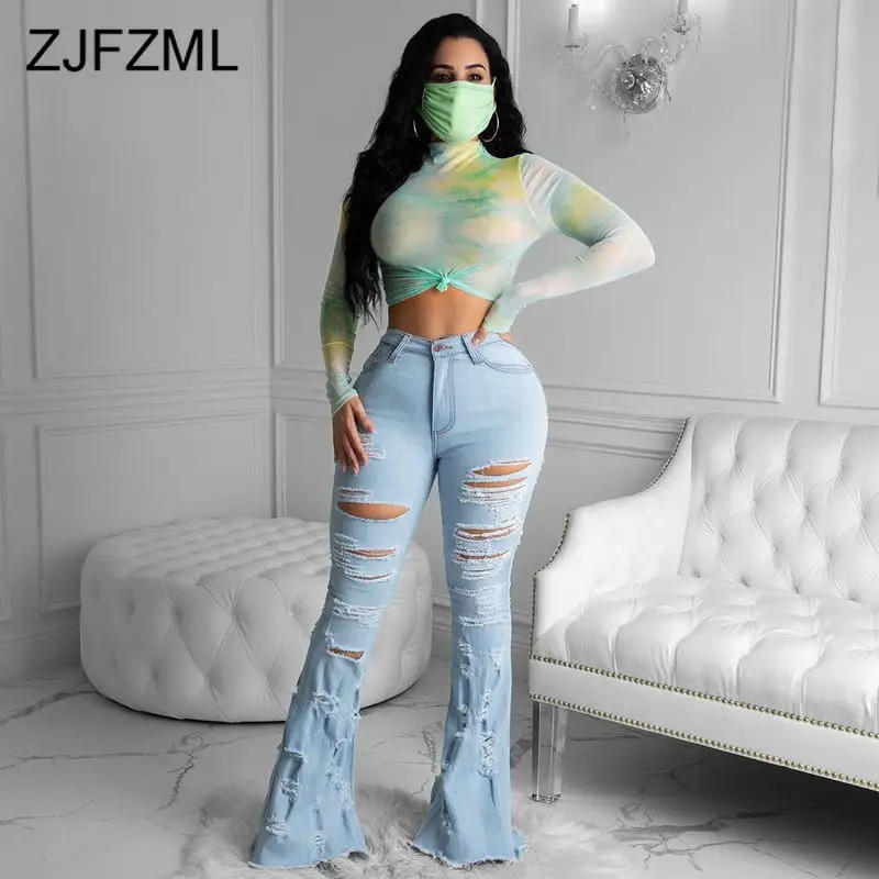 Женские джинсовые брюки с расклешенным низом размера плюс летние расклешенные