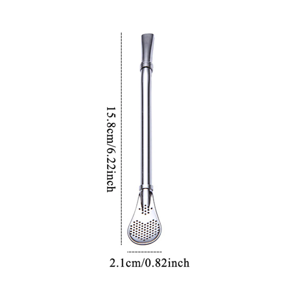

Solid Color Reusable Metal Tools Bar Accessories 1PC Drinking Straw Stainless Steel Filter Spoon Reusable Tea Tool Bar Accessory