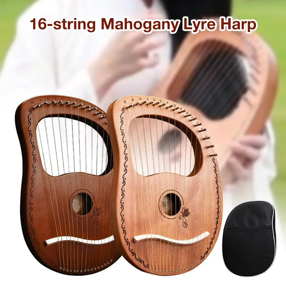 

Lyre Harp Mahogany 16 String 16 Notes Portable Stable Sound Quality Harp Solid Wood Stringed Instrument