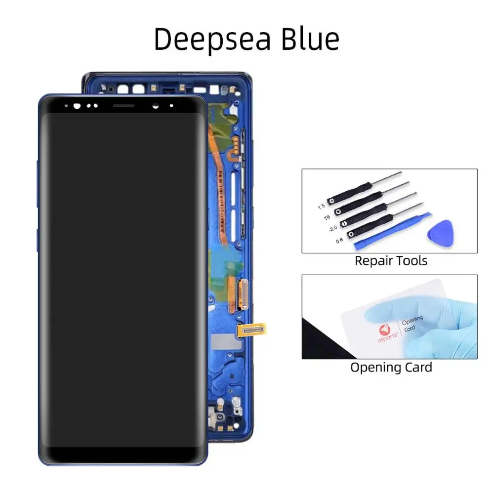 Blue with Frame AMOLED Дисплей для Samsung Galaxy Note 8 N9500 LCD в сборе с тачскрином 6.3'' черный - Цвет: Blue with Frame