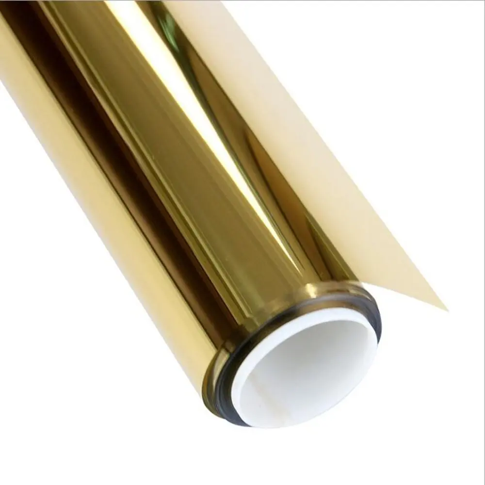 

70cm Width Gold Window Film PET Self-Adhesive Removable Private UV-Proof Explosion-Proof One-Way Mirror Decorative Glass Film
