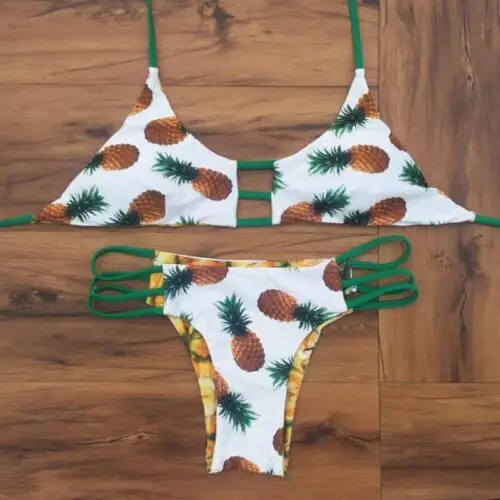 

Women Bikini Set Pineapple Swimsuit Backless Bikini Brazilian Swimwear Beachwear