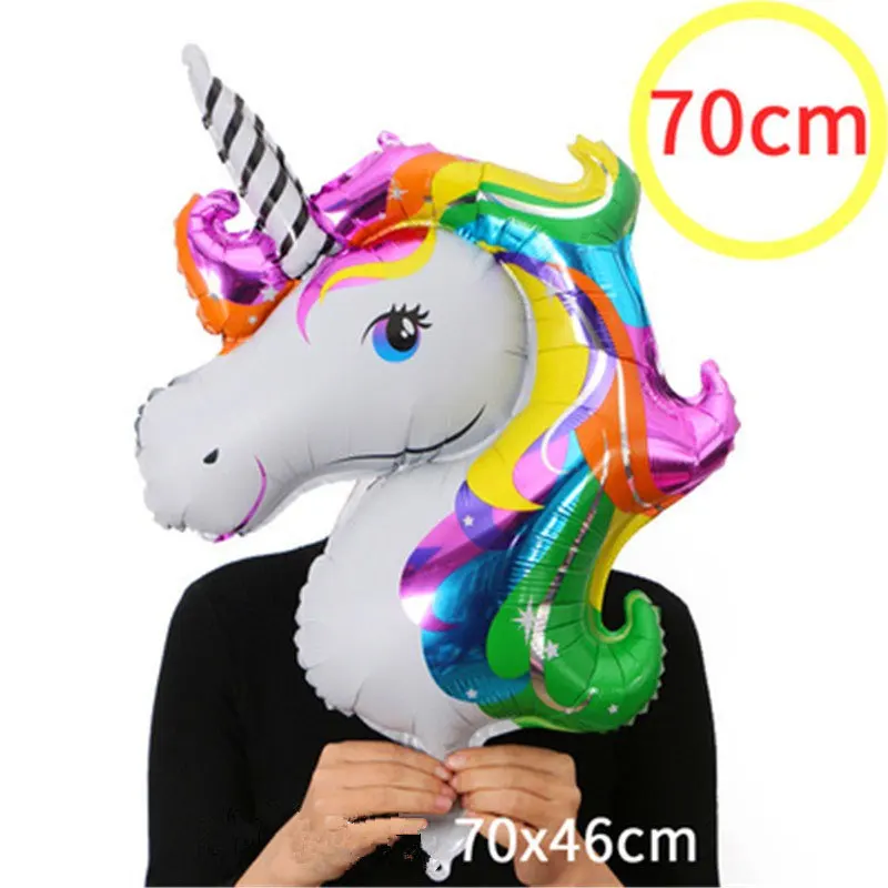 1 шт./упак. Алюминиевый фольгированный многоцветный воздушный шар единорога для