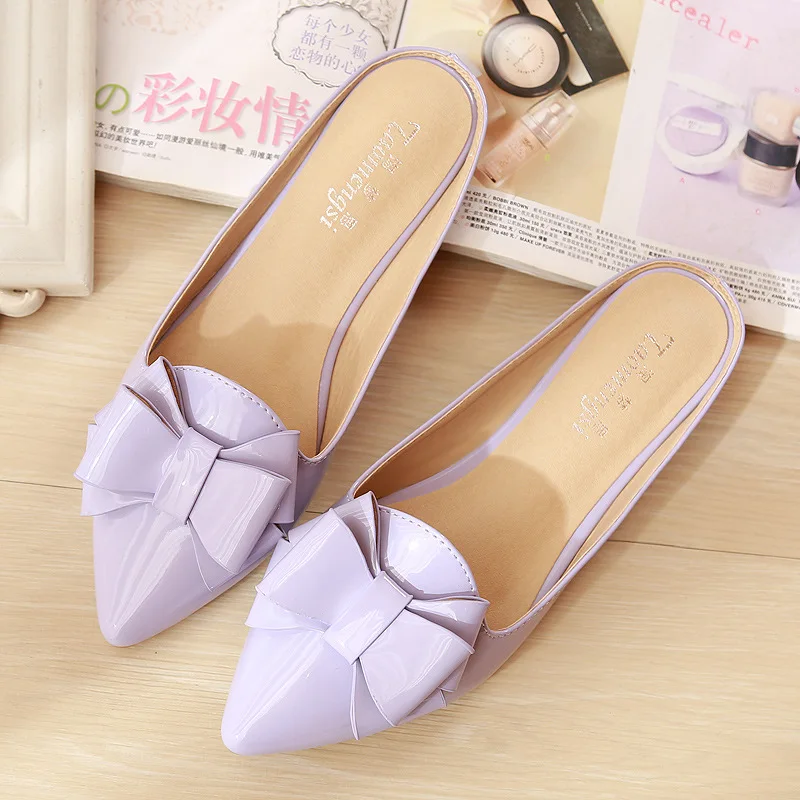 Женские шлепанцы больших размеров новинка 2020 сандалии с острым носком и закрытым