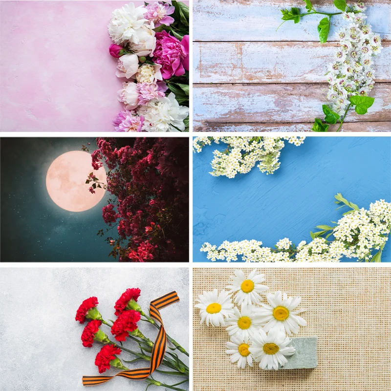 

Vinyl Custom Photography Backdrops Prop Flower and Wooden Planks Theme Photography Background 191023SPK-002