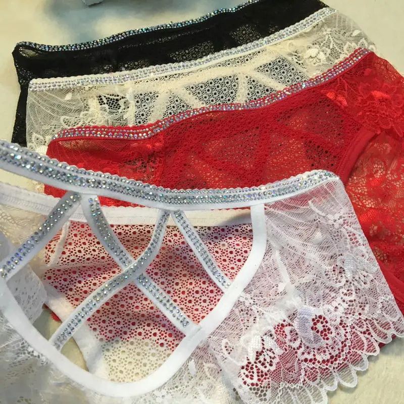 Panties for Woman Underwear Sexy Lace Breathable Soft rhineston Lingerie Female Briefs Panty Transparent Women's Underpants