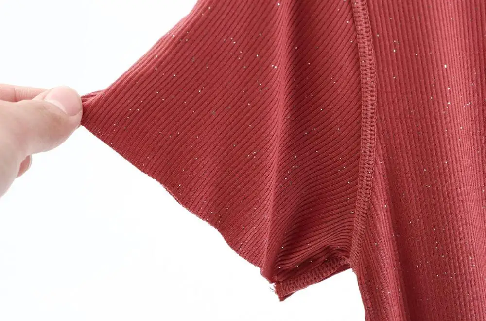 Женская футболка с короткими рукавами блестящая повседневная тонкая Базовая из