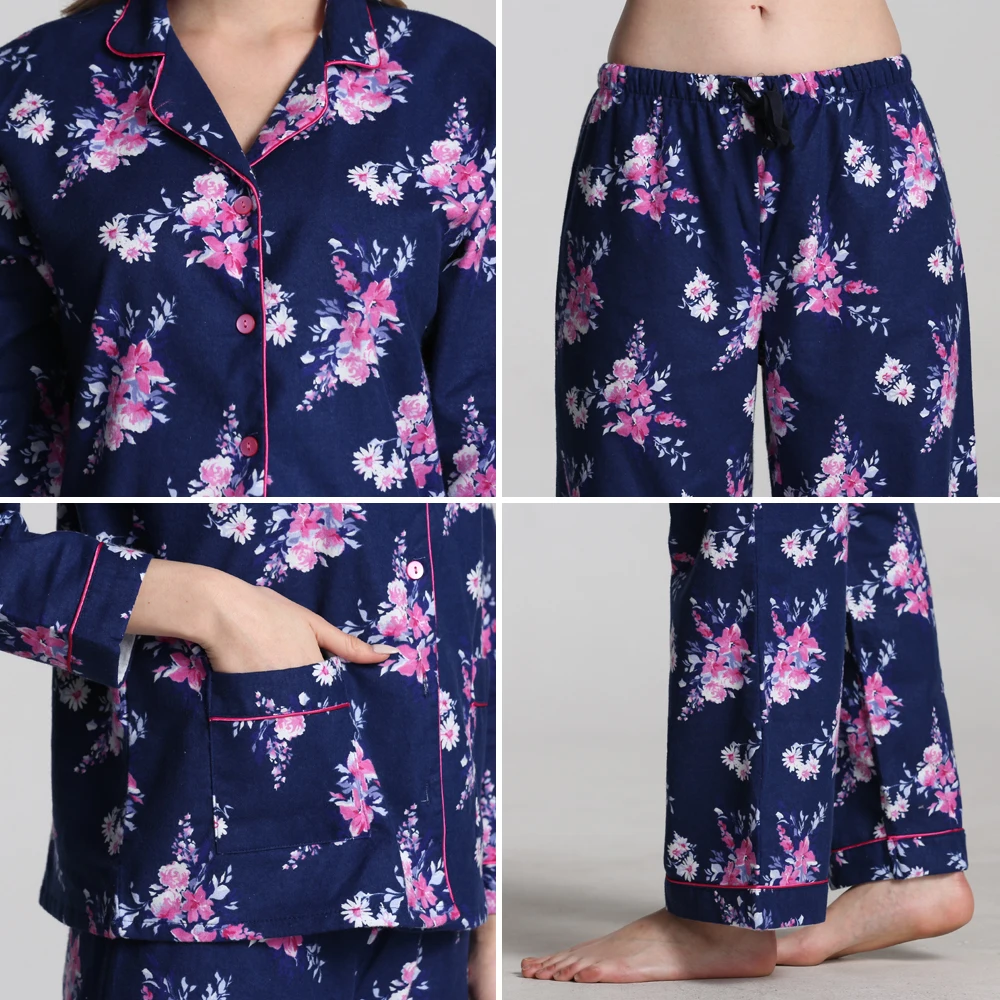 100% Женская пижама зимние женские пижамы новая женская хлопковые теплая хлопок