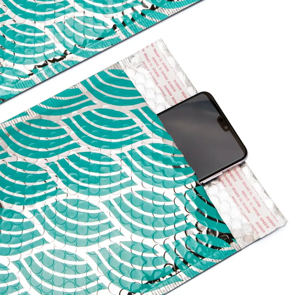 

TONESPAC 190*260mm 10pcs Wave Line Poly Bubble Mailer Padded Shipping Envelopes Bag Self Seal Waterproof Packaging Teal