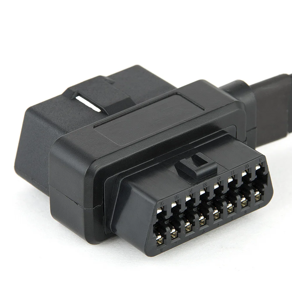 Плоский + тонкий 16 Pin OBD удлинитель ELM327 Штекерный к двойному гнезду Y сплиттер
