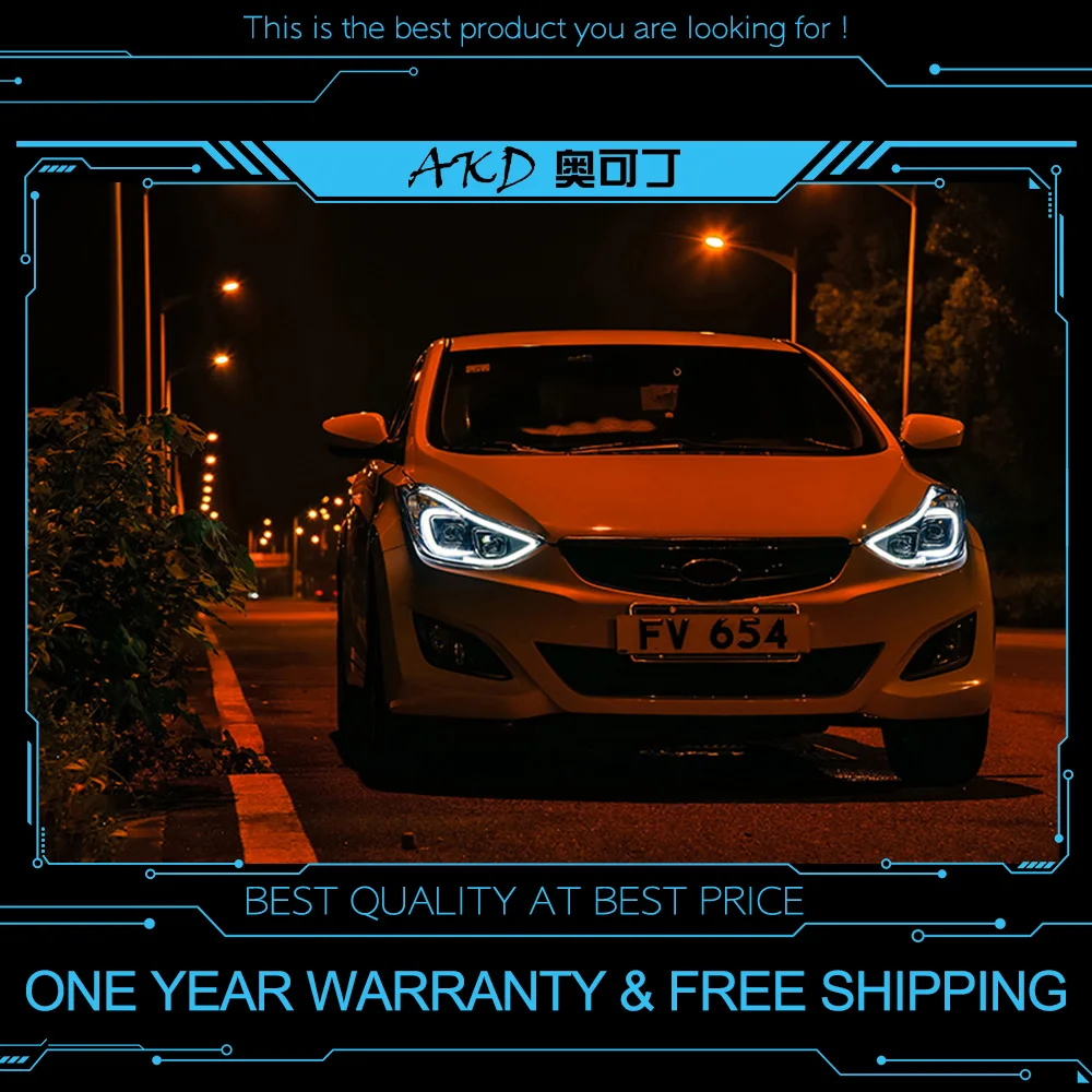 AKD Тюнинг автомобилей фары для Hyundai Elantra 2012 2016 светодиодные DRL ходовые огни