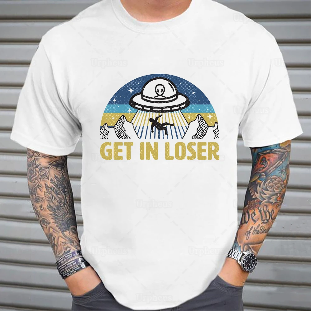 100% хлопок забавная Рубашка В Стиле НЛО инопланетянин винтажная рубашка в стиле