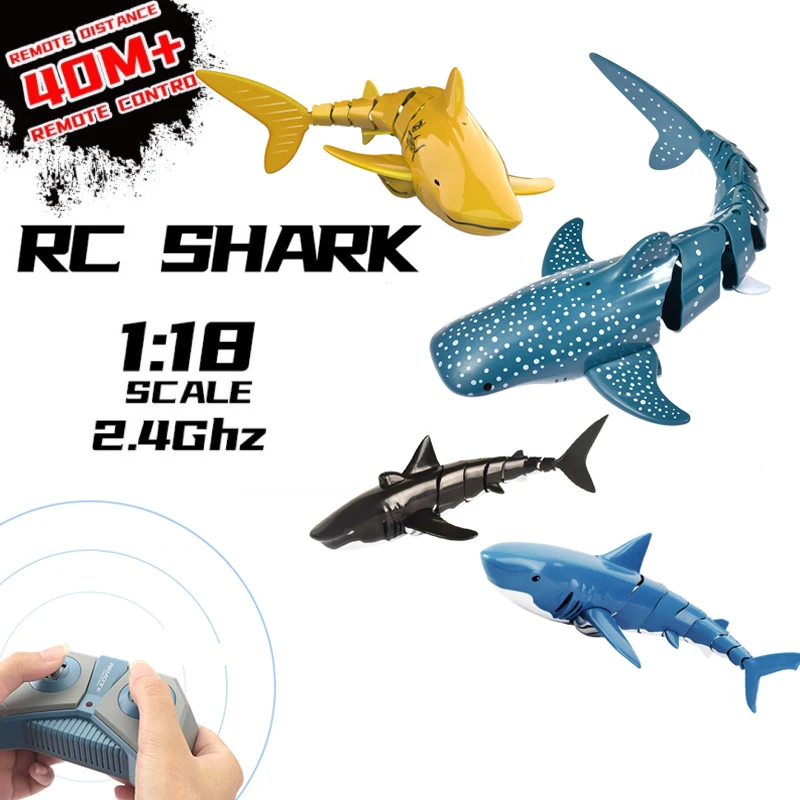 

2.4G RC Simulation Shark Toy Swim Fish Waterproof Electric Remote Control Shark Robot Swimming Pool Bathroom Children Toys Gift